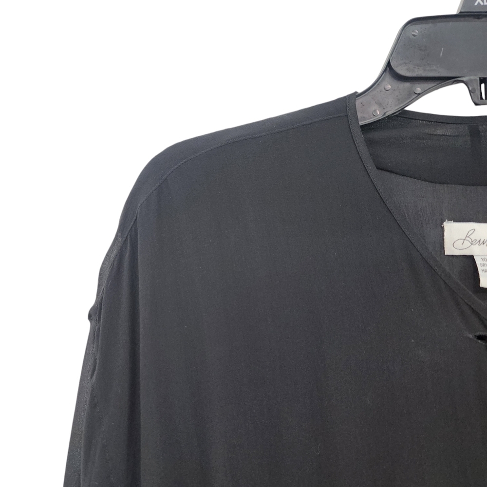 Bern Conrad Vintage Women's 100% Silk Three Buttoned Dress Black - M - Picture 2 of 8